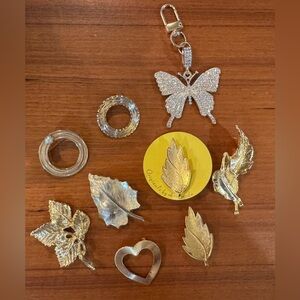 Bundle—8 Gold-Tone Pins & 1 Sparkly Butterfly Key Chain/Purse Charm—Like New!